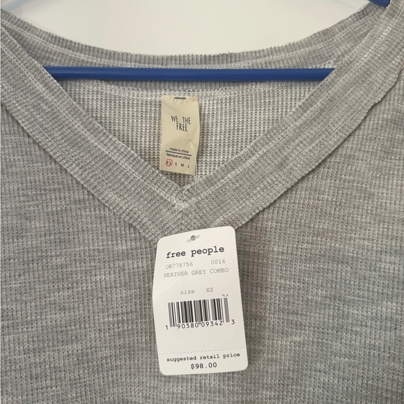 Free People Heather Gray Combo Top Size XS - Picture 3 of 6